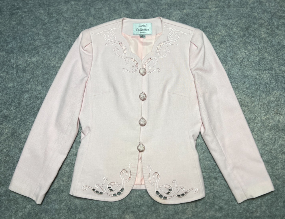 Vintage Social Collection Women's Petite 6P Light Pink Blazer
